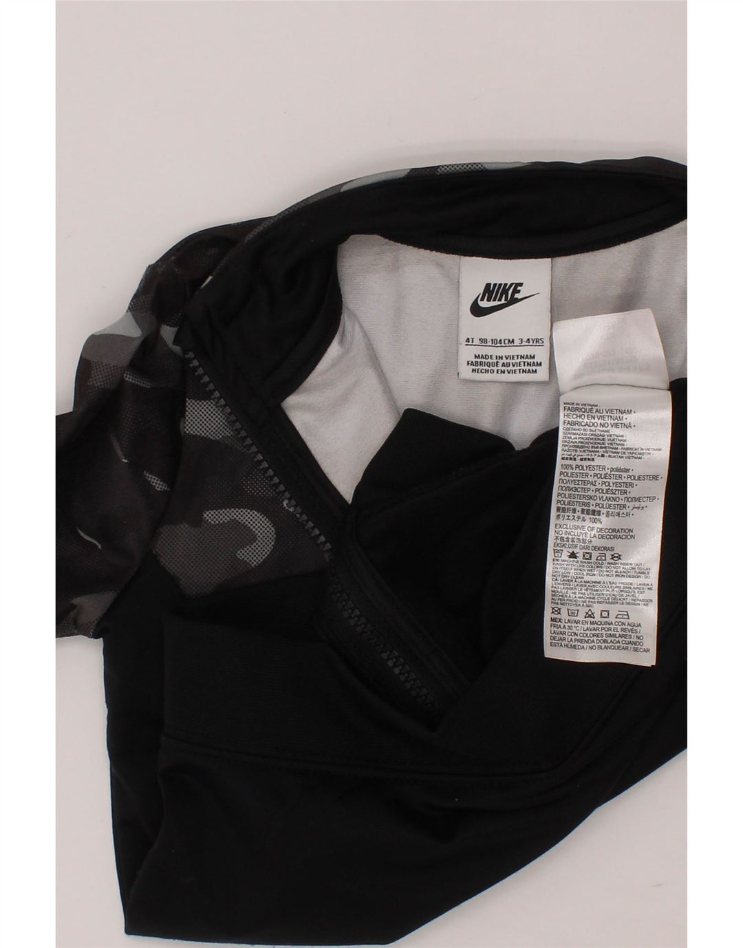 Jachetă de trening pentru băieți NIKE 3-4 ani, poliester camuflaj negru