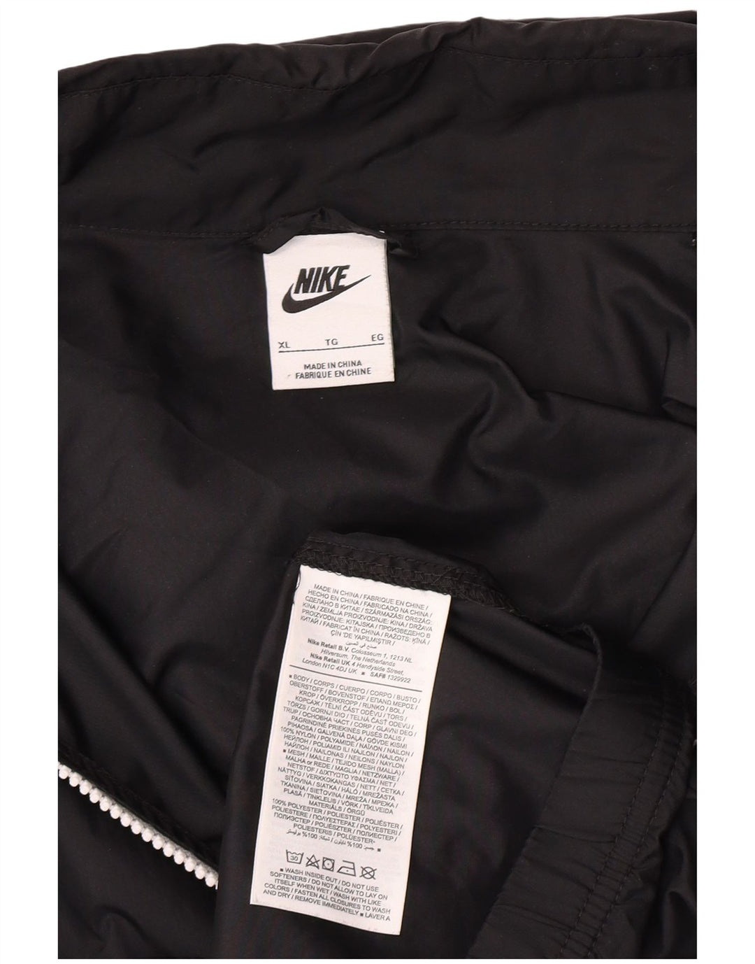Jachetă de ploaie cu glugă pentru bărbați Nike XL, nailon negru