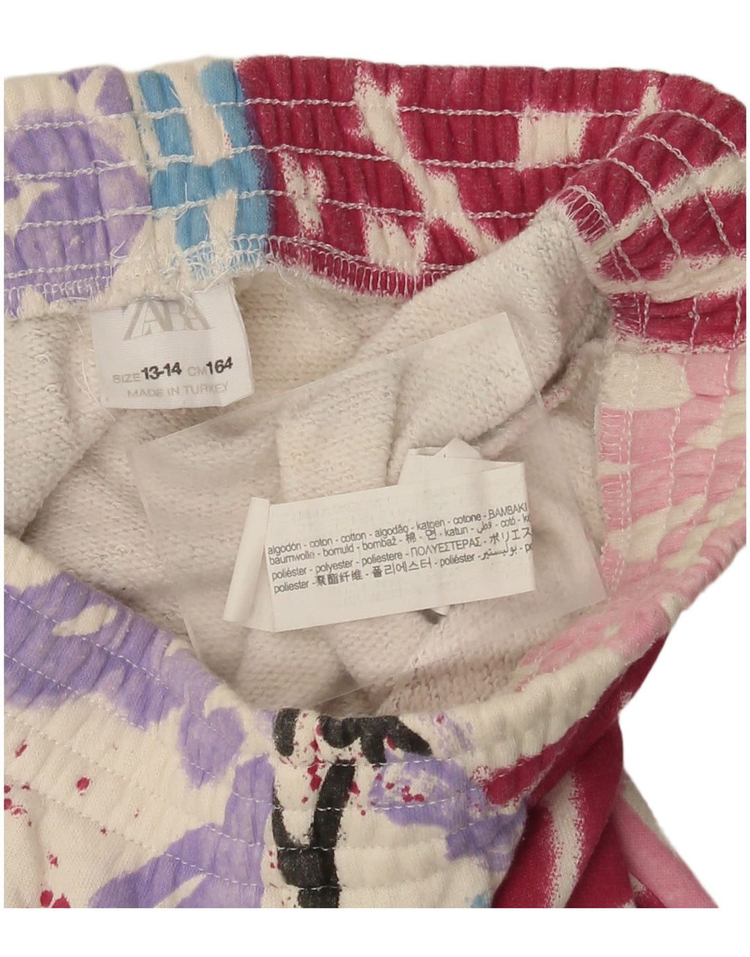 Pantaloni de trening cu grafica ZARA pentru fete Pantaloni de jogging 13-14 ani Bumbac alb