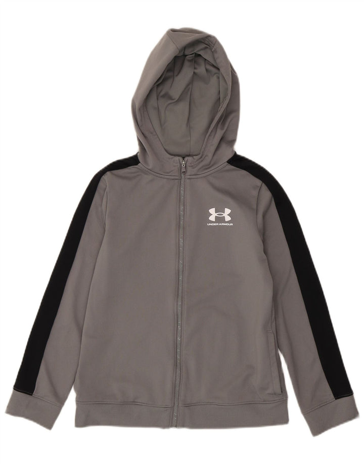 Pulover cu capota cu fermoar Under Armour pentru băieți 9-10 ani, gri mediu, bloc de culoare