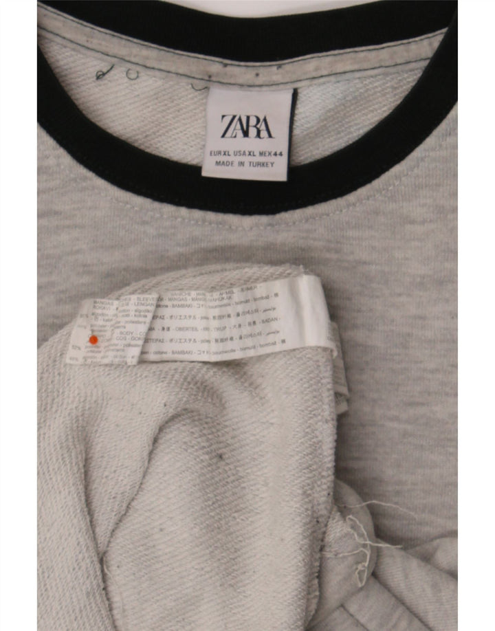 Pulover pentru bărbați Zara XL, bumbac color bloc, gri