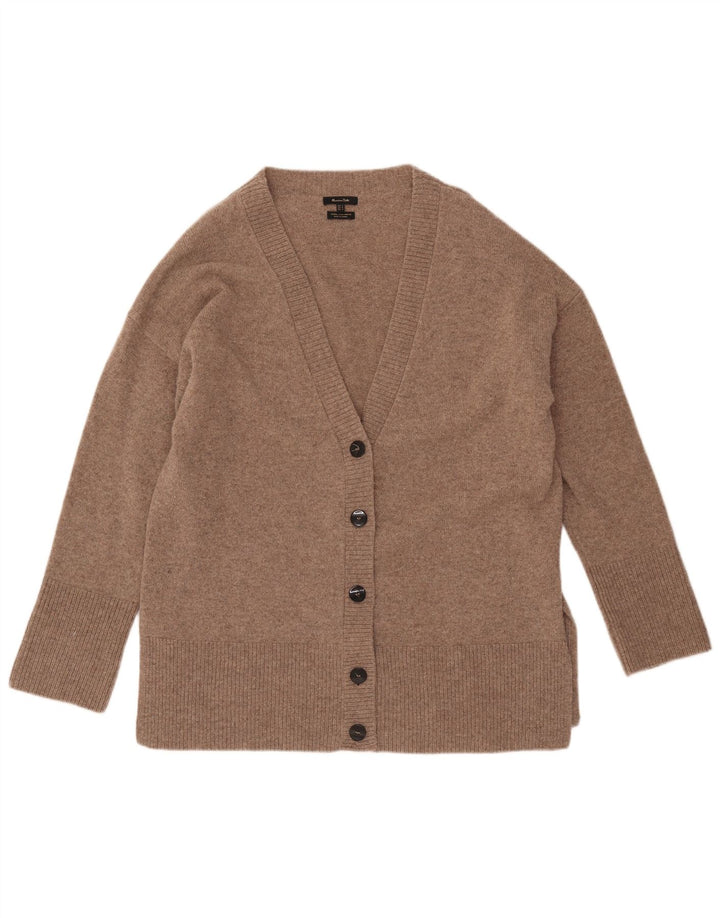 MASSIMO DUTTI Pulover cardigan supradimensionat pentru femei UK 14 Lână maro medie