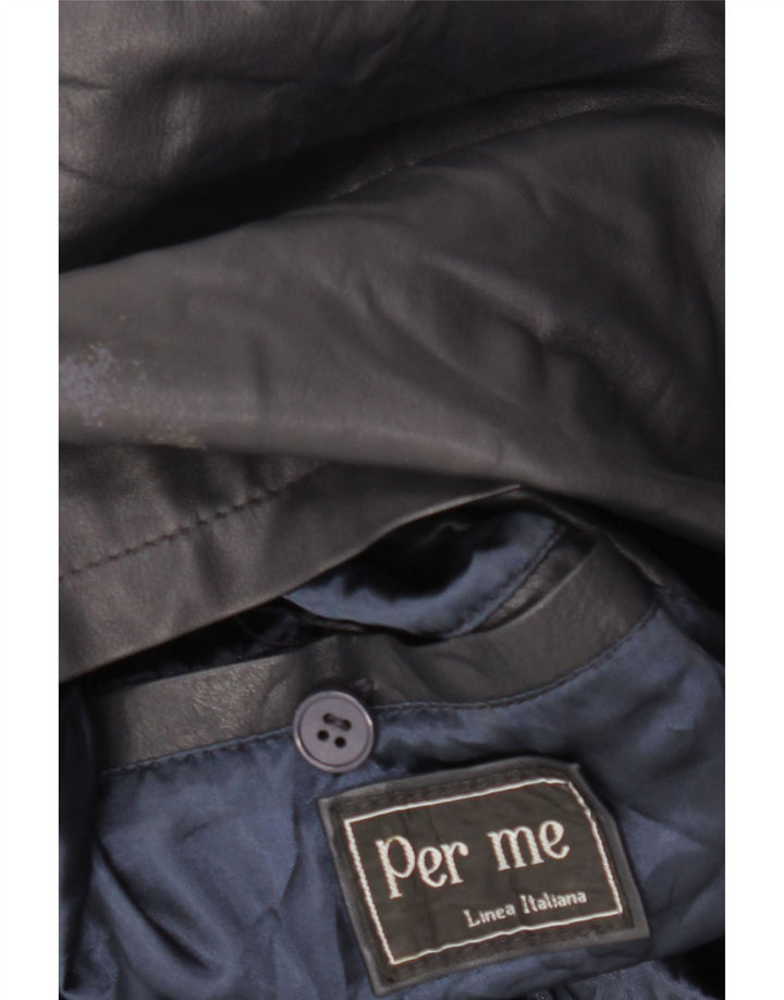 PER ME Jachetă de piele pentru femei UK 22 2XL Piele neagră