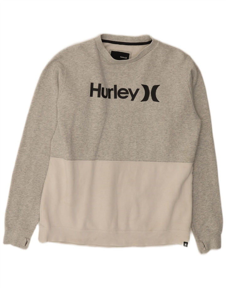 Hanorac grafic pentru bărbați Hurley Jumper, gri mediu, bumbac color bloc