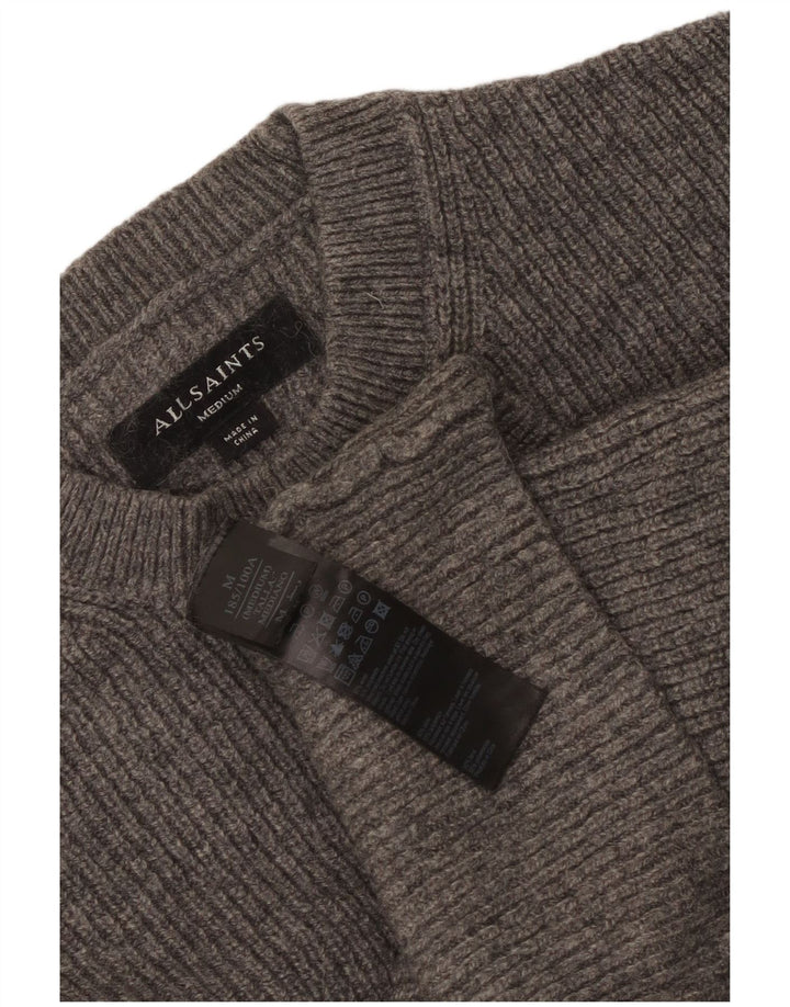 All Saints Pulover supradimensionat pentru femei cu gâtul turnat UK 14 Medium Gri Lână