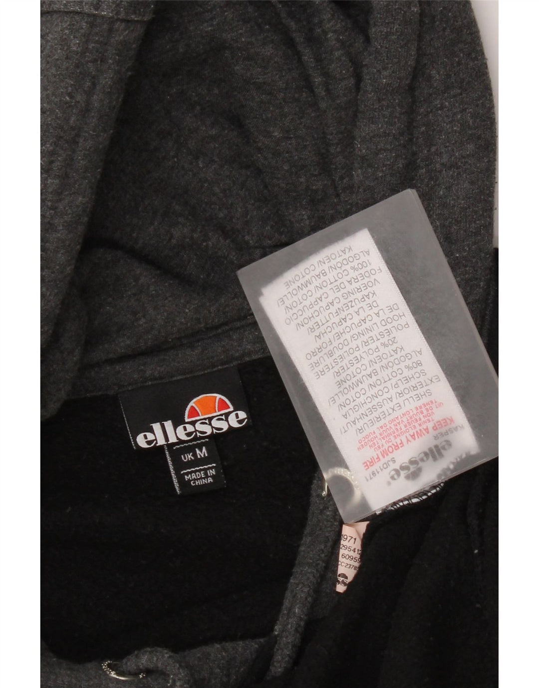 Pulover cu glugă cu grafică pentru bărbați Ellesse, bumbac color bloc negru mediu