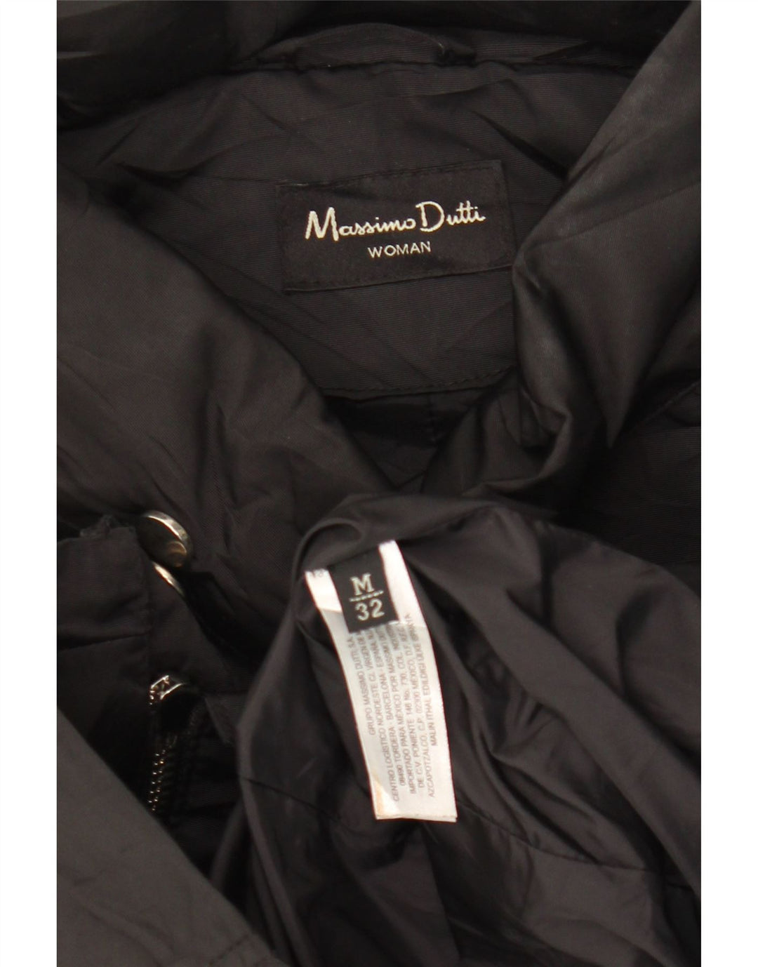 Jachetă de vânt cu glugă Massimo Dutti pentru femei UK 14 Poliester mediu negru