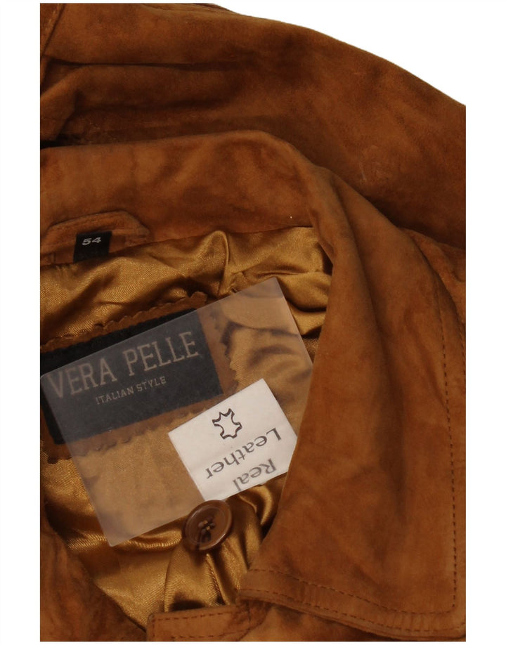 Jachetă Bomber Vintage pentru bărbați din piele intoarsa IT 54 2XL din piele maro