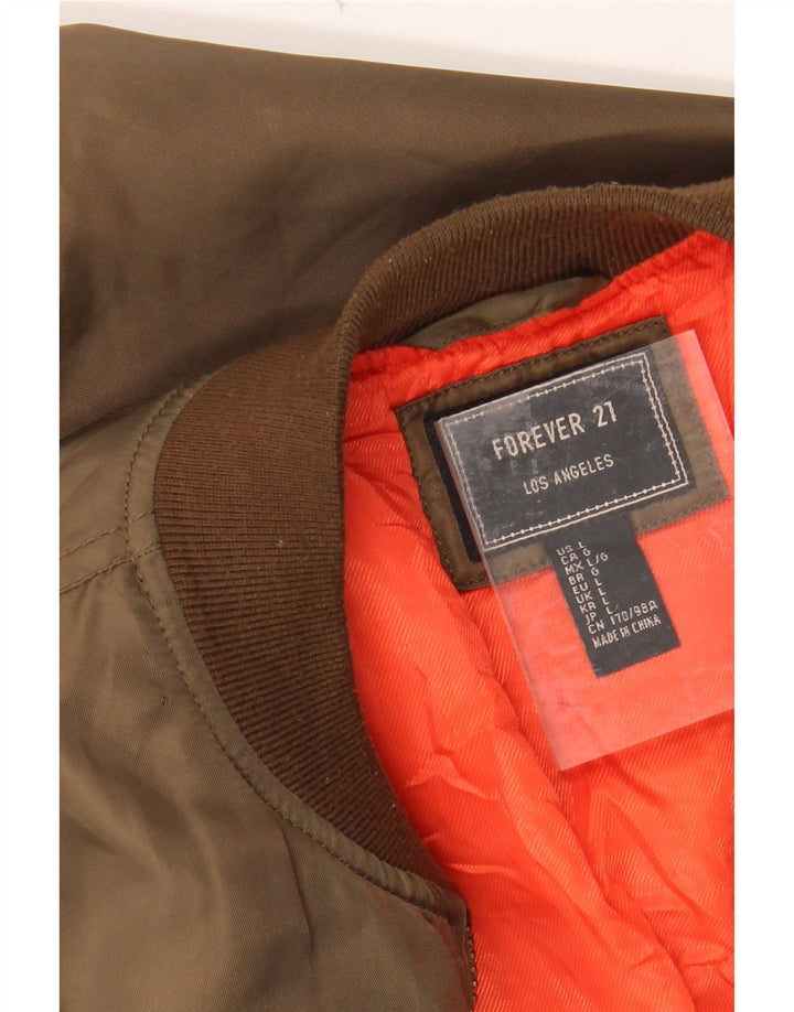 FOREVER 21 Womens Bomber Jacket UK 16 Large Khaki