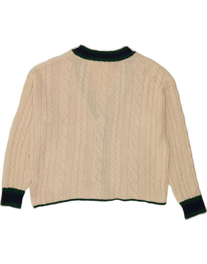 VINTAGE Womens Cardigan Sweater UK 14 Large Off White Vintage Vintage and Second-Hand Vintage from Messina Hembry 