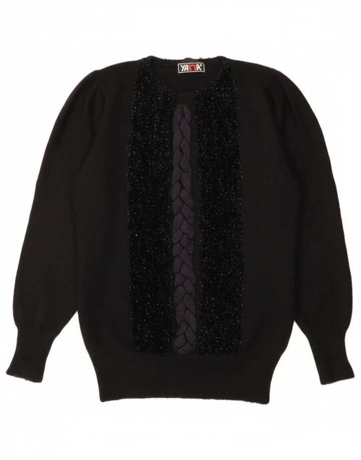 Pulover vintage pentru femei cu decolteu rotund IT 44 mediu negru