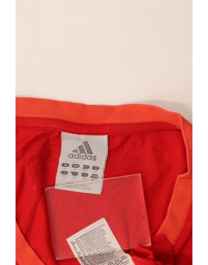 Vesta grafică pentru femei Adidas UK 14 Bumbac roșu mediu