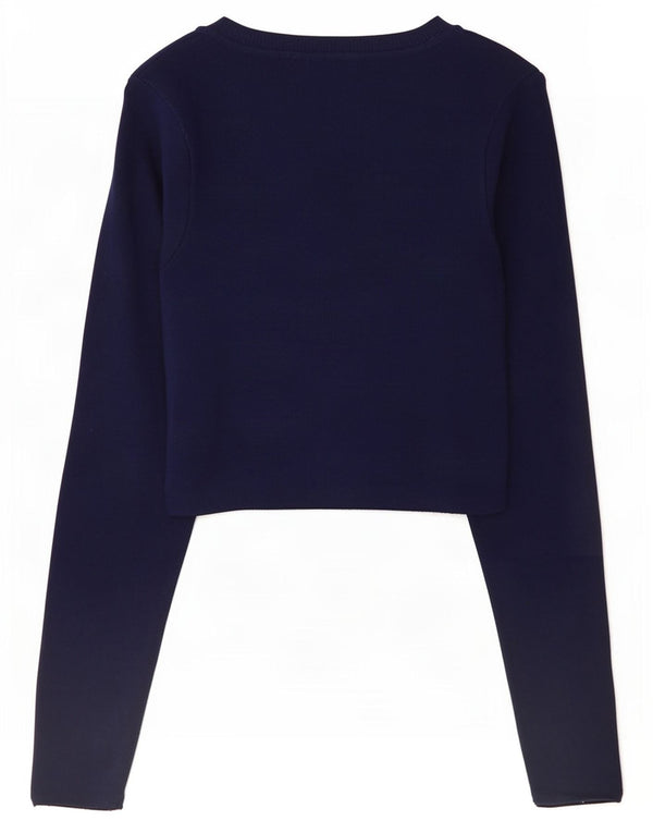 Pulover pentru femeie cu gât de barcă Zara UK 8 mic, bleumarin, viscoză