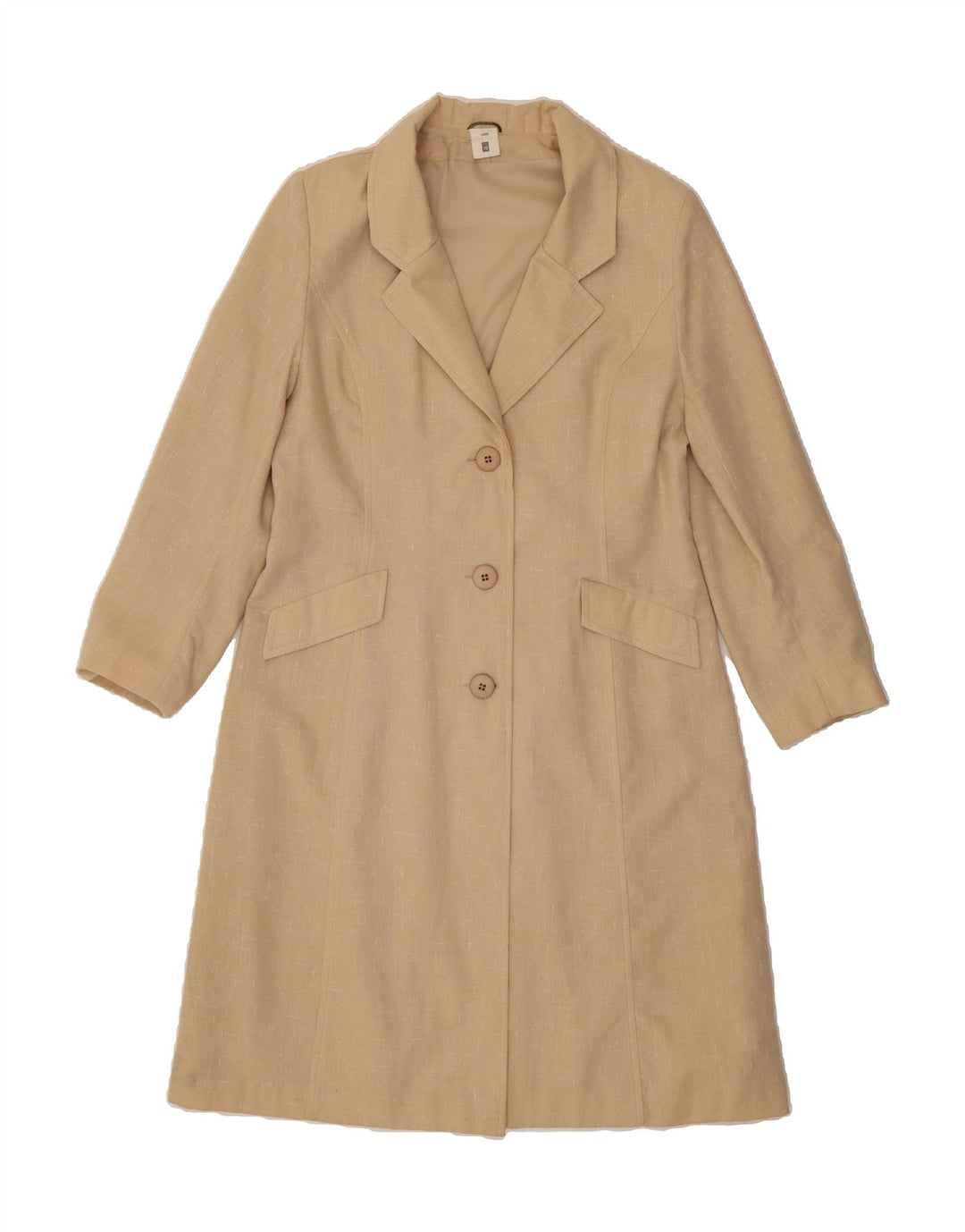 VINTAGE Womens Trench Coat UK 16 Large Beige Polyester Vintage Vintage and Second-Hand Vintage from Messina Hembry 