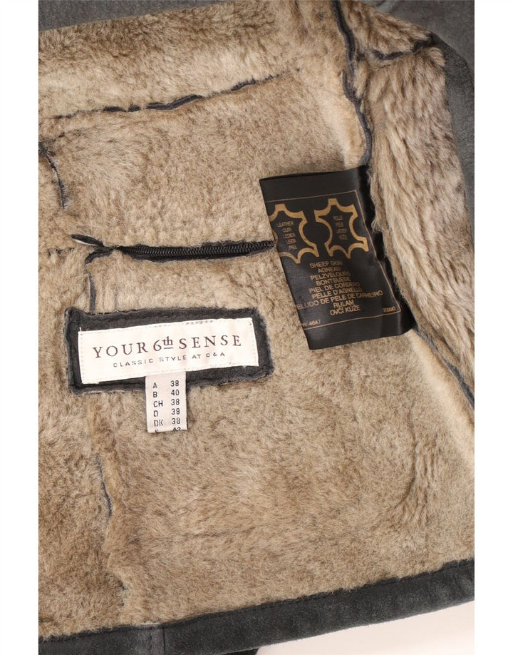 Jachetă din shearling pentru femei Your Sixth Sense UK 18 XL, piele gri