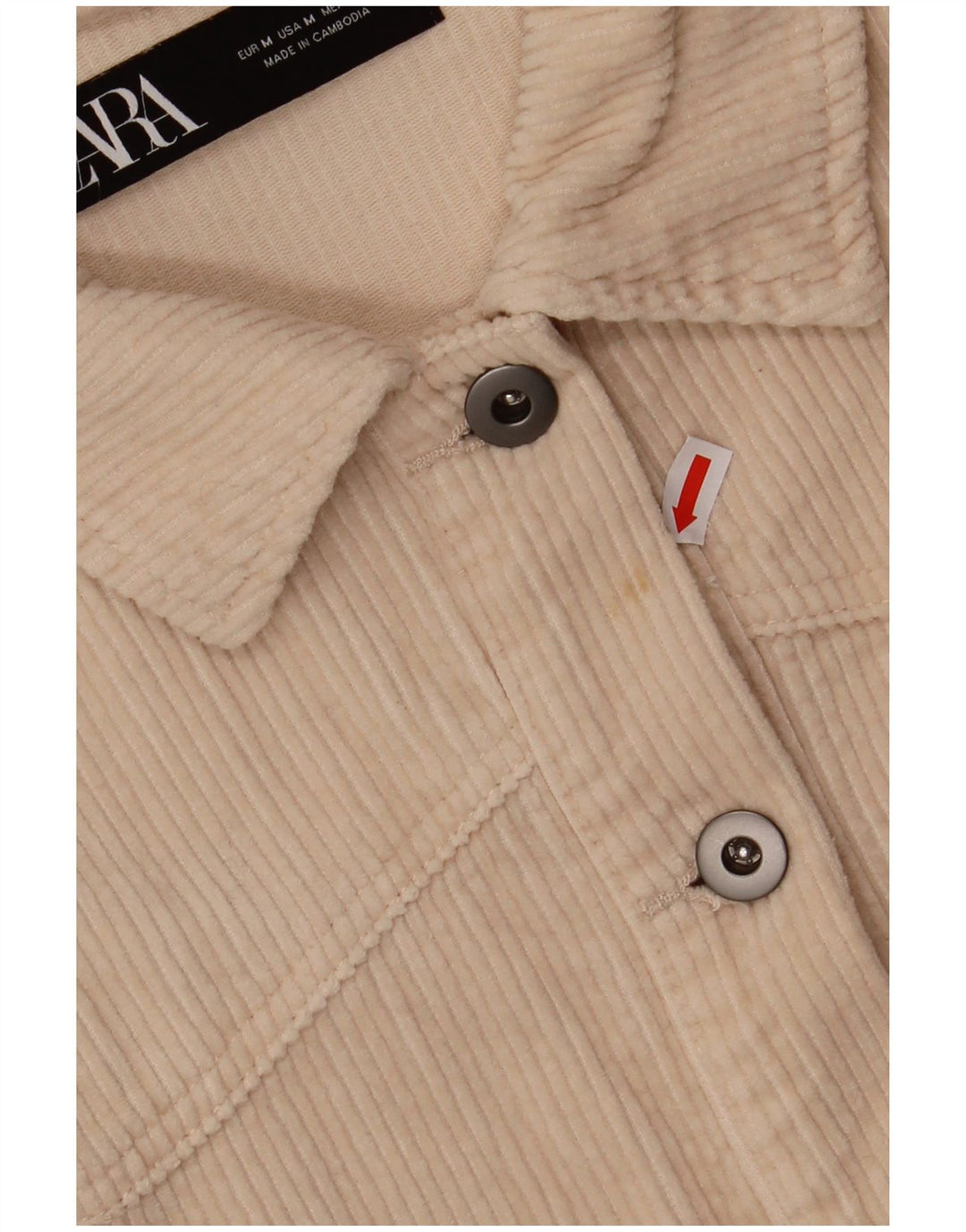 Cămașă oversize din velur pentru femei ZARA UK 14 Bumbac alb mediu mediu