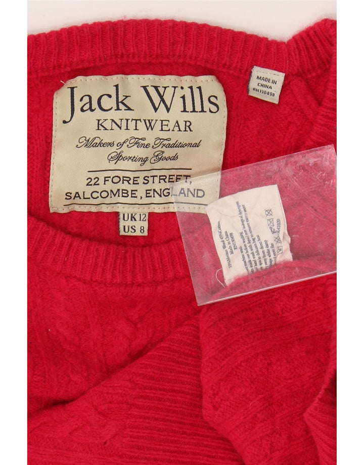 JACK WILLS Pulover crop cu gât de barcă pentru femei UK 12 Roz mediu
