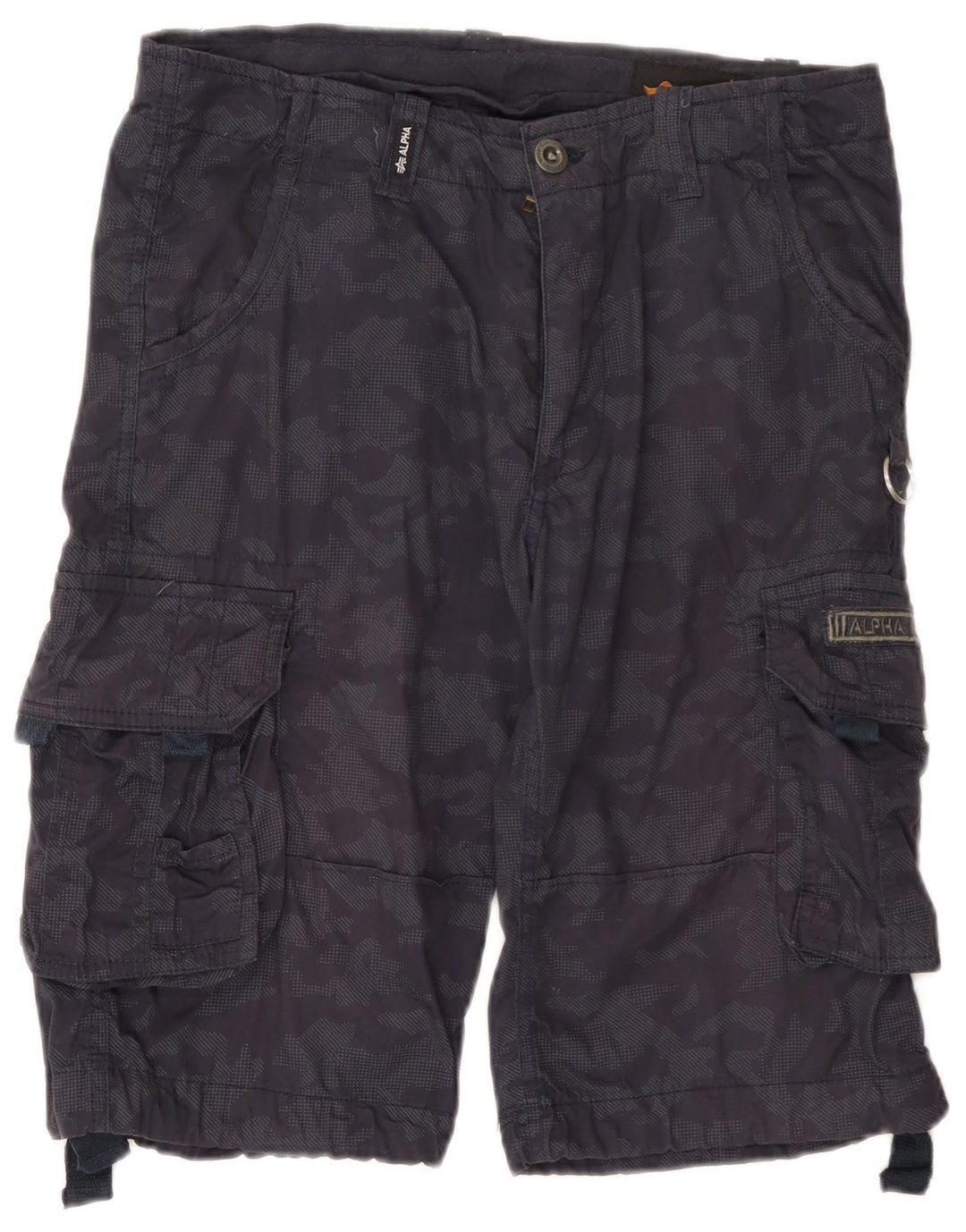 Pantaloni scurți cargo pentru bărbați Alpha Industries W31, bumbac camuflaj, albastru, mediu