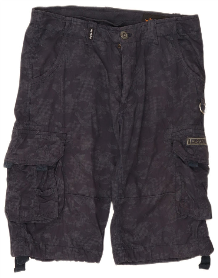Pantaloni scurți cargo pentru bărbați Alpha Industries W31, bumbac camuflaj, albastru, mediu