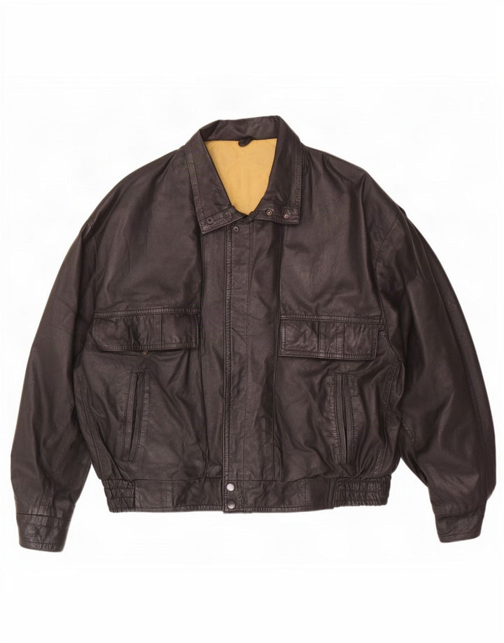 Jachetă de piele vintage pentru bărbați UK 40 Large Black