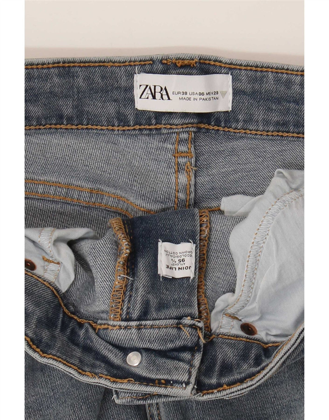 Blugi Zara Femei Crop Bootcut EU 38 Mici L28 L26 Bumbac albastru