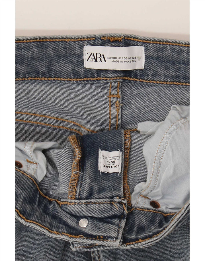 Blugi Zara Femei Crop Bootcut EU 38 Mici L28 L26 Bumbac albastru