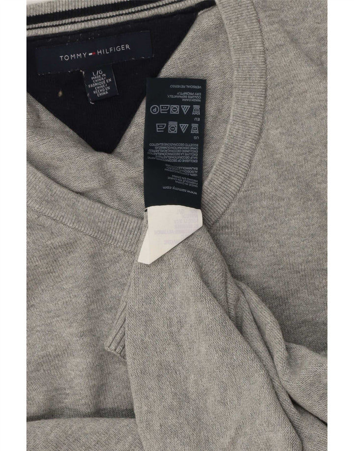 Pulover pentru bărbați Tommy Hilfiger, cu decolteu în V, mare, gri, bumbac