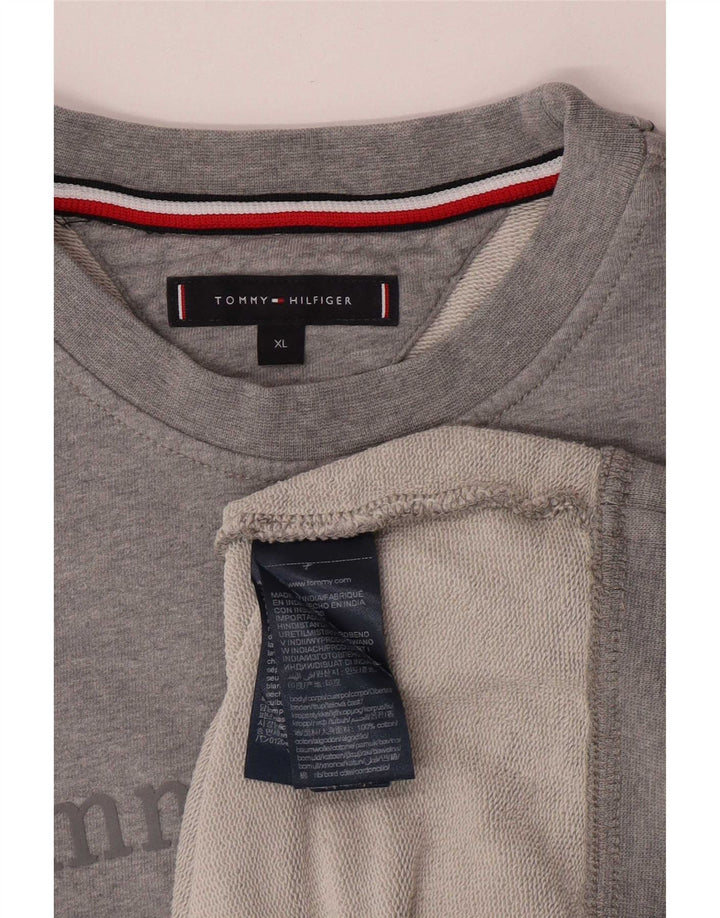 Hanorac grafic pentru bărbați Tommy Hilfiger Pulover XL bumbac gri