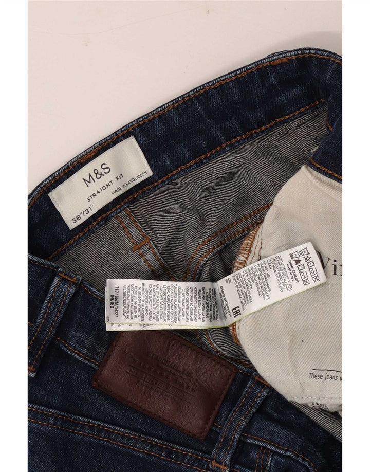 Blugi drepti pentru bărbați Marks & Spencer W38 L31 Bumbac albastru