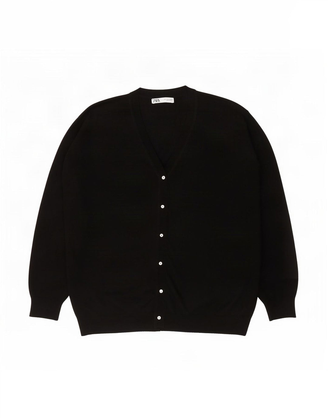 Pulover cardigan supradimensionat pentru femei Zara UK 16 Poliester negru mare
