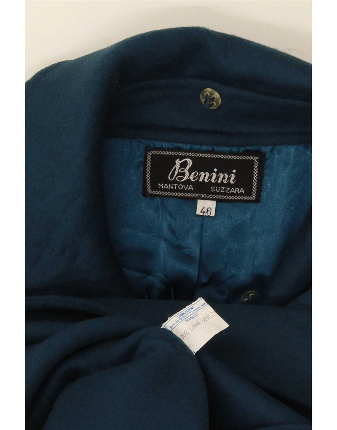 Pardesiu vintage pentru femei IT 46 mare lână bleumarin