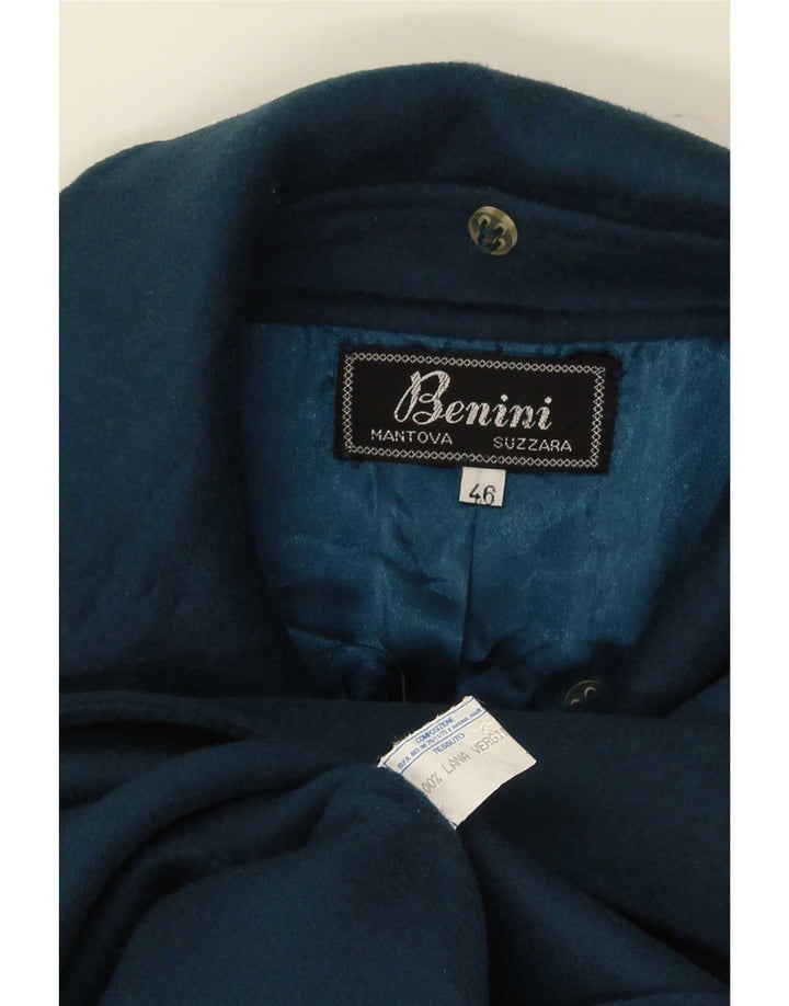 Pardesiu vintage pentru femei IT 46 mare lână bleumarin