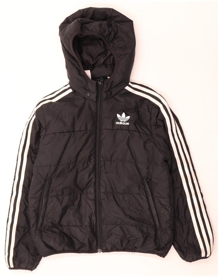 Jachetă căptușită cu glugă pentru fete Adidas 9-10 ani poliester negru