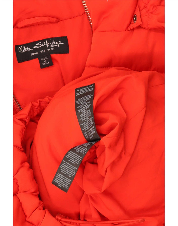Miss Selfridge Jachetă căptușită supradimensionată cu glugă pentru femei UK 12 Medium Red