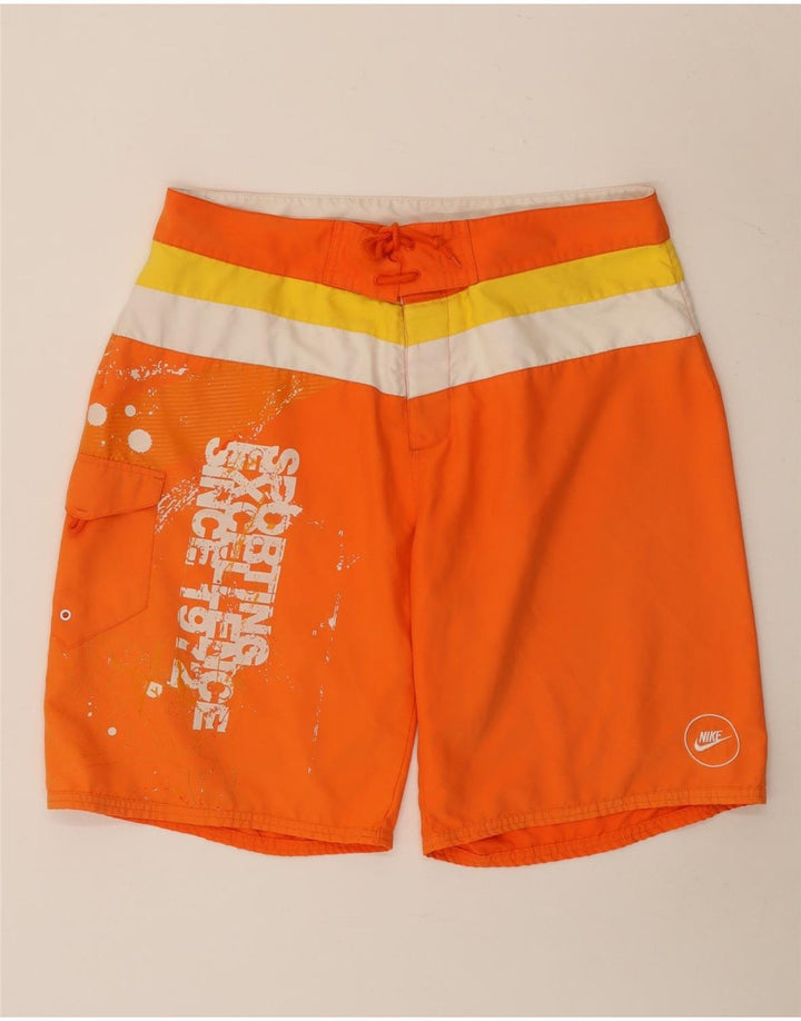 Pantaloni scurți de înot grafic Nike pentru bărbați, mari, portocalii, din poliester