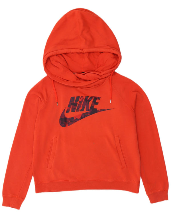 Hanocă cu capota cu grafică Nike pentru femei, cu tăiere lentă, UK 14, bumbac portocaliu mediu