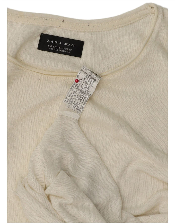 Tricou pentru bărbați Zara Top mare din bumbac alb