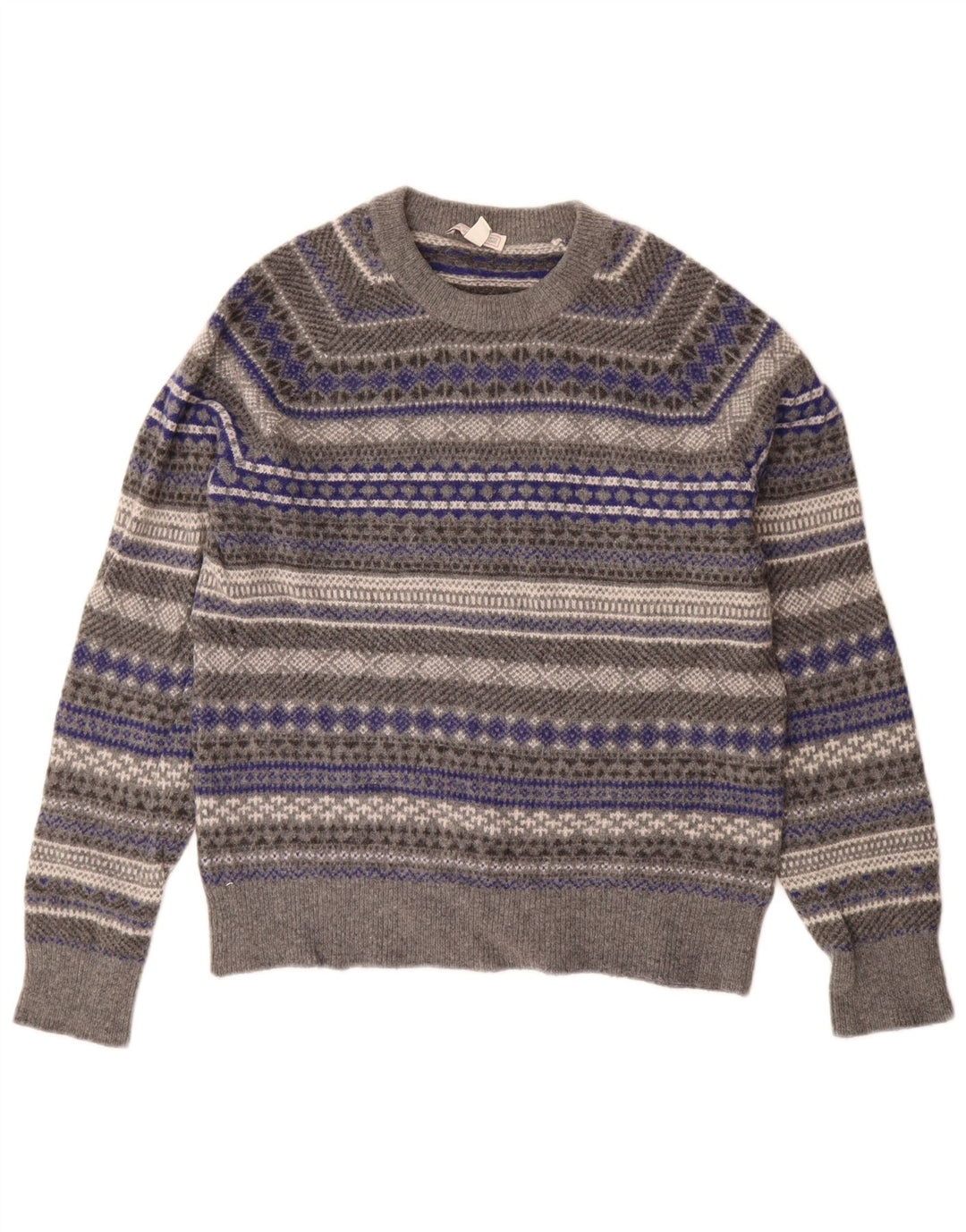 Pulover pentru femei Gap cu gât turnut UK 14 Gri mediu Lână Fair Isle
