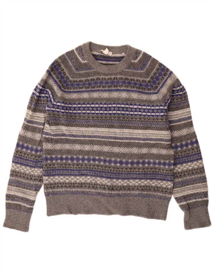 Pulover pentru femei Gap cu gât turnut UK 14 Gri mediu Lână Fair Isle