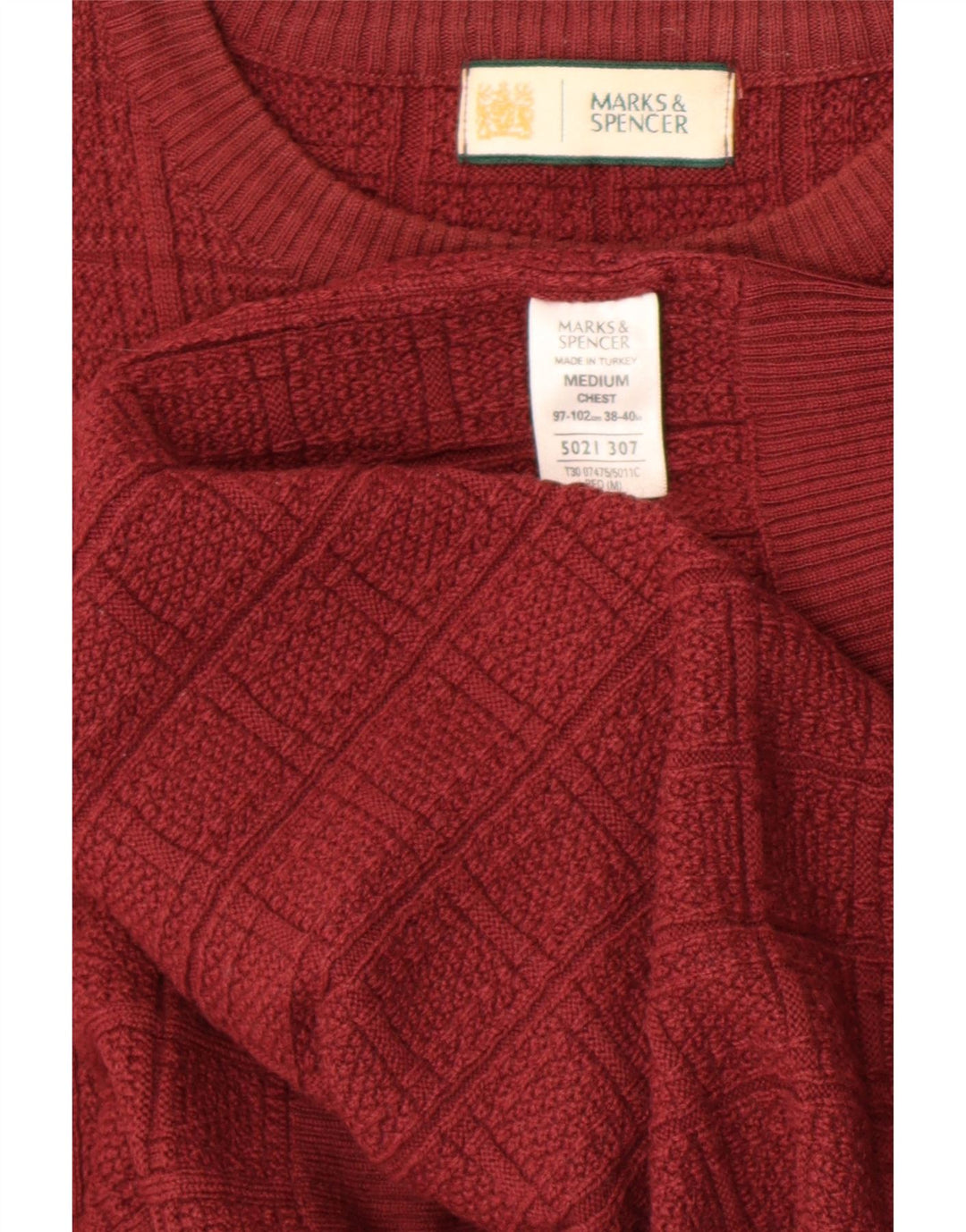 Pulover pentru bărbați Marks & Spencer cu gât roșu mediu acrilic