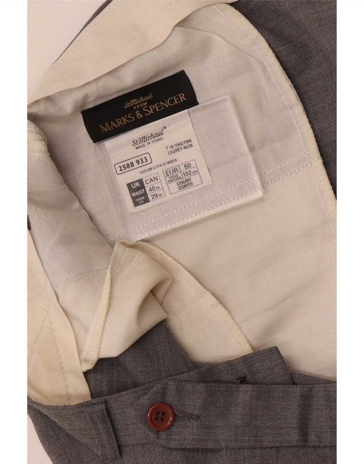Marks & Spencer Pantaloni drepți pentru bărbați L40 L29 Lână gri