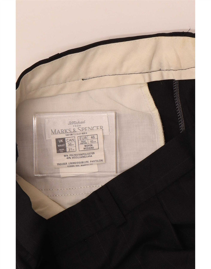 Pantaloni de costum pentru bărbați Marks & Spencer L36 L31 bleumarin poliester