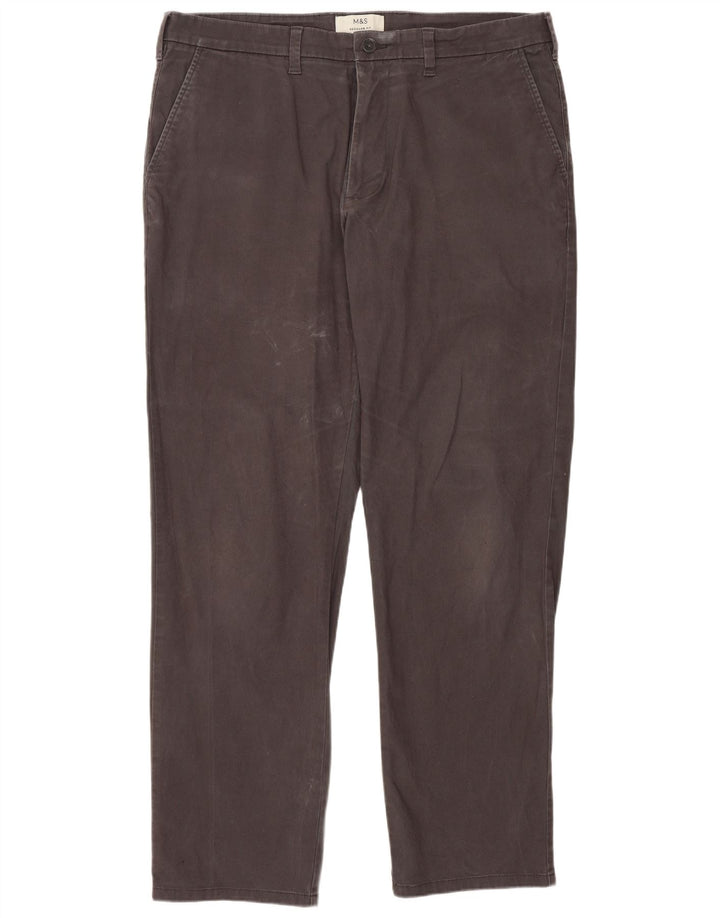 Marks & Spencer Pantaloni chino pentru bărbați, drepti, cu ajustare normală, L36 L31, gri