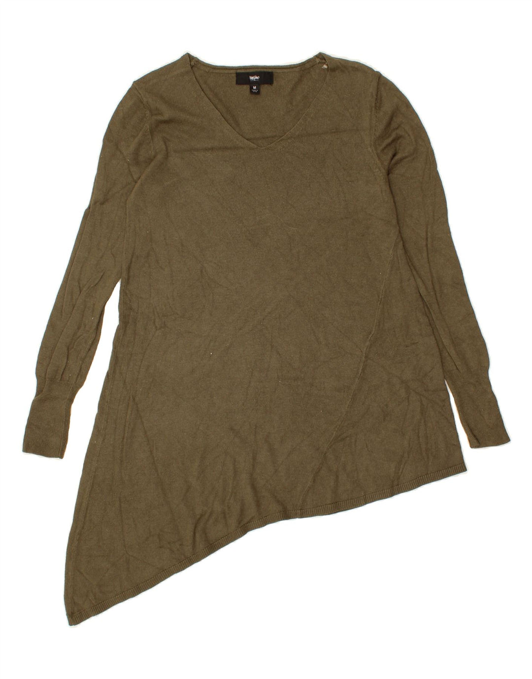 MOSSIMO Womens V-Neck Jumper Sweater UK 12 Medium Khaki Nylon Vintage Mossimo and Second-Hand Mossimo from Messina Hembry 