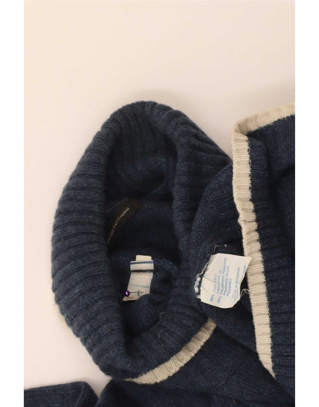 Sergio Tacchini Pulover pentru bărbați cu gât rulat, mare, lână bleumarin