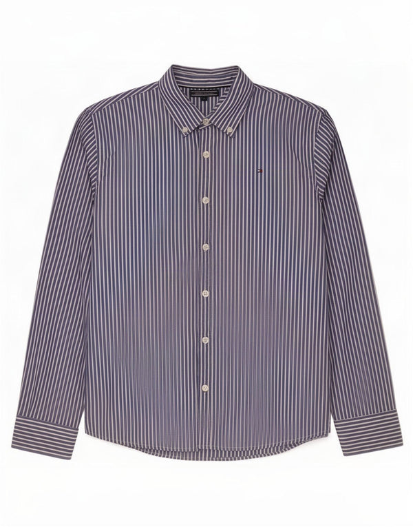 Tommy Hilfiger Boys Shirt 13-14 Years Blue Pinstripe Cotton