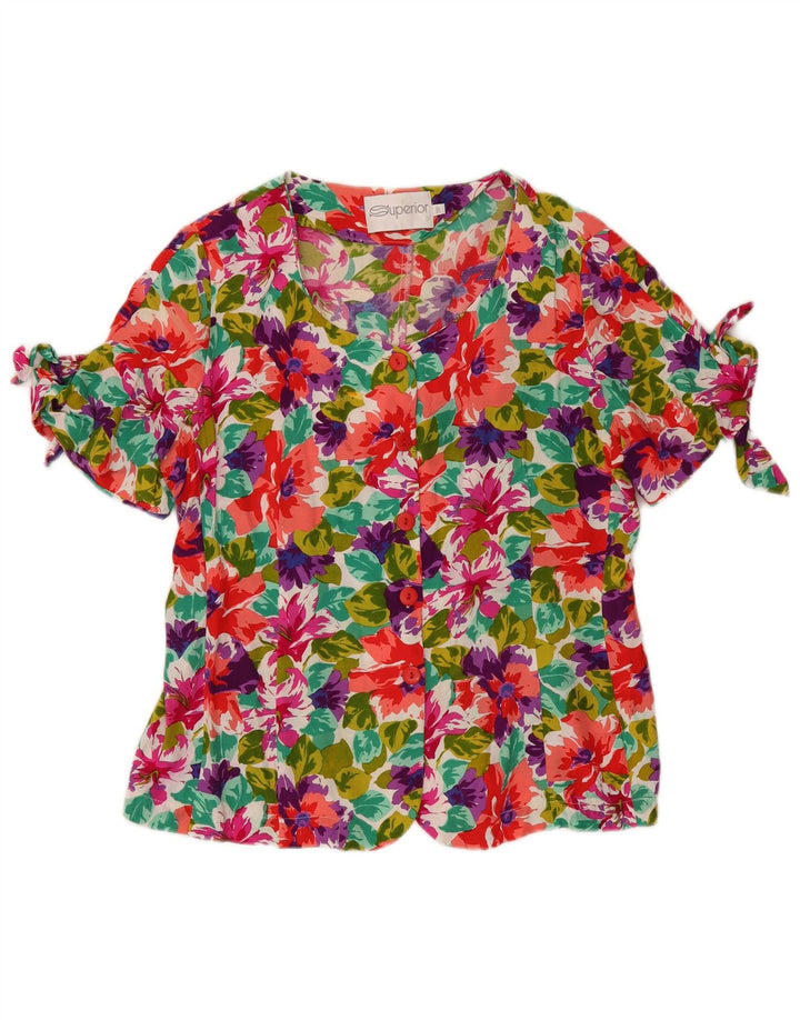 Bluză cămașă cu mânecă scurtă pentru femei Superior IT 46 mare, multicoloră, florală