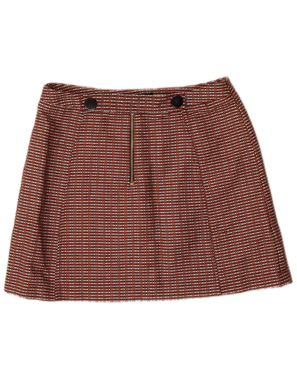 TOPSHOP Fustă mini pentru femei UK 12 Medium W28 Brown Gingham Bumbac