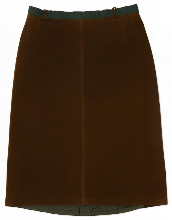 Fusta de damă vintage din piele intoarsa Medium W28 Kaki