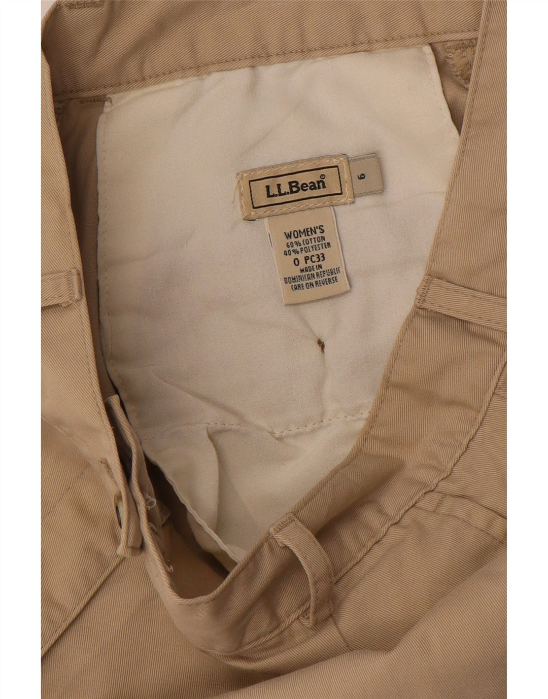Pantaloni scurți chino cu talie înaltă pentru femei L.L.BEAN US 6 Medium W26 bumbac bej